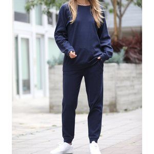 NAVY 2PC Set French Terry Top & Jogger Set